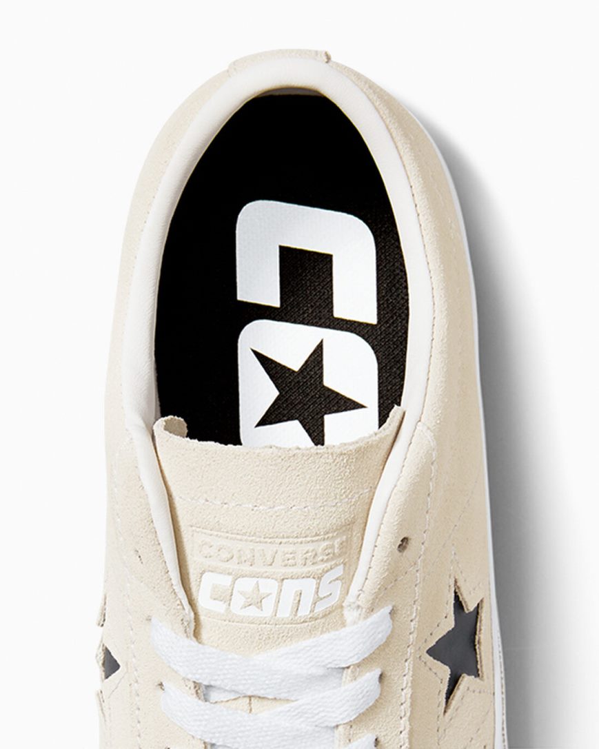 Skate Topanky Converse CONS One Star Pro Semisove Panske Béžové Biele Čierne | SK JCZG113